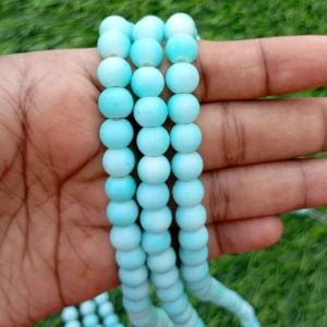 Plain Matt Sky-blue Beads