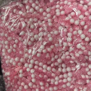 Double Crackle Baby Pink with white