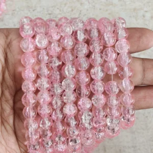 /Pink with White Crackle 
(95 to 100 Beads)