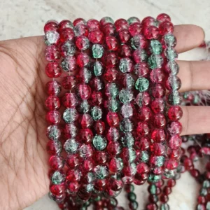 /Red With Green Crackle 
(95 to 100 Beads)