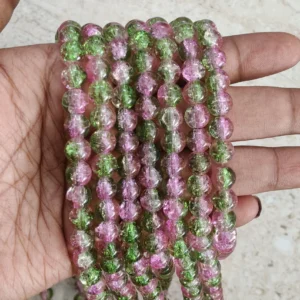 /Pink with Green Crackle 
(95 to 100 Beads)