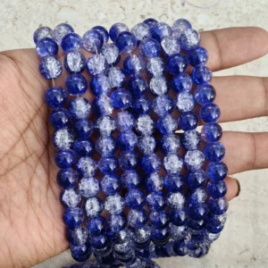 /Inkblue With White Crackle 
(95 to 100 Beads)