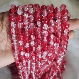 Red with White Crackle 
(1 Line-95 to 100 beads)