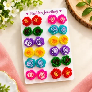 Rose Double colour Earrings
(12 Pair)