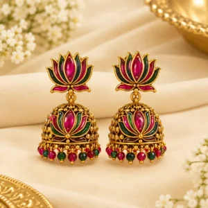 :Jhumka Big Lotus 
(3 Pairs)